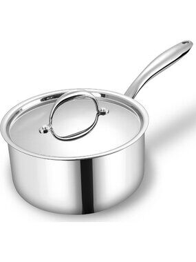 Premium 3QT Fully Clad Stainless Steel Saucepan - Durable, Versatile Cookware